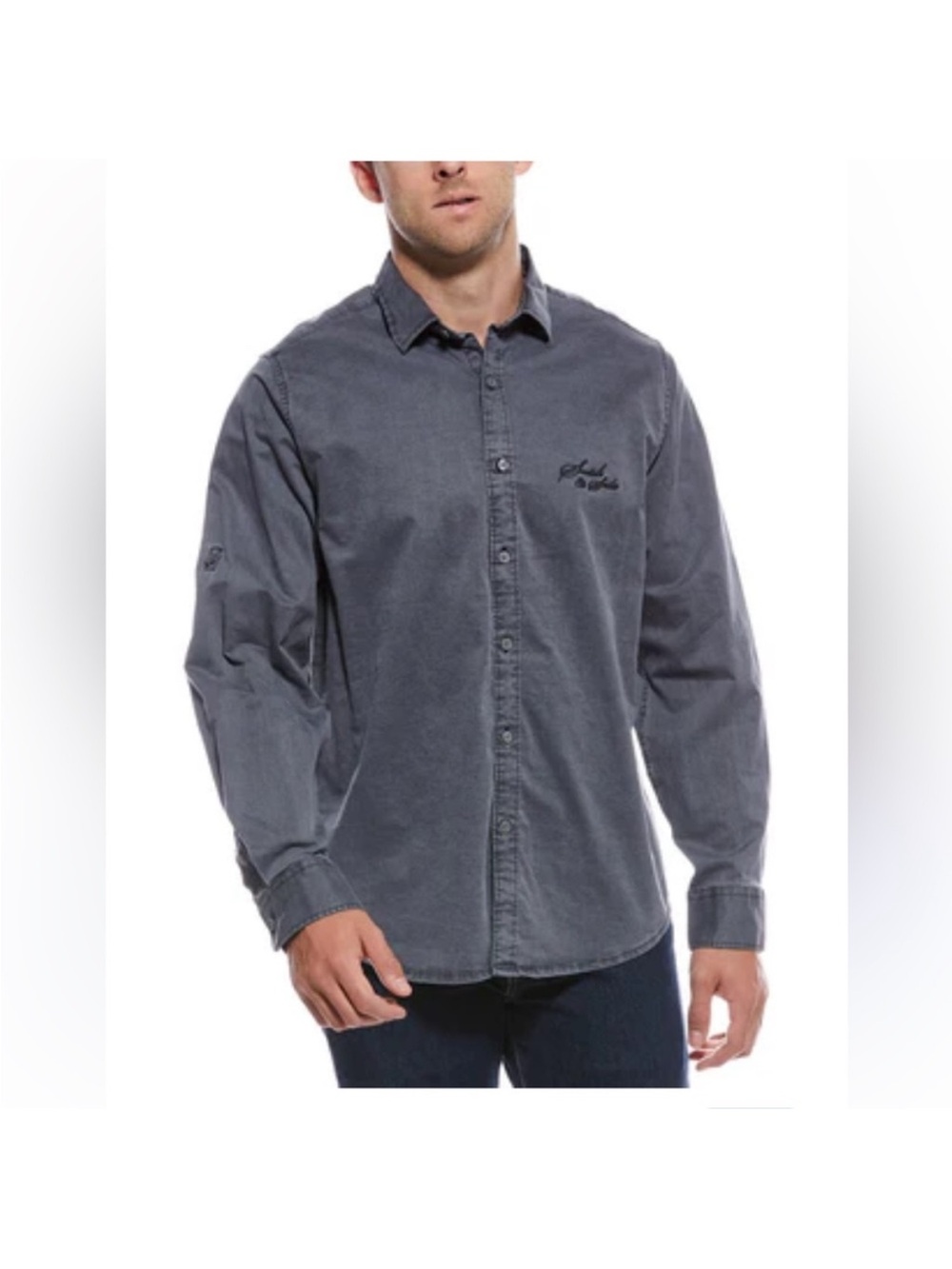 Scotch & Soda Button Down Shirt Size Medium Mens Thick Gray Work Casual Logo